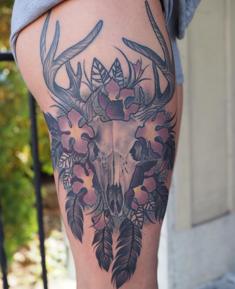 hirsch schädel tattoo