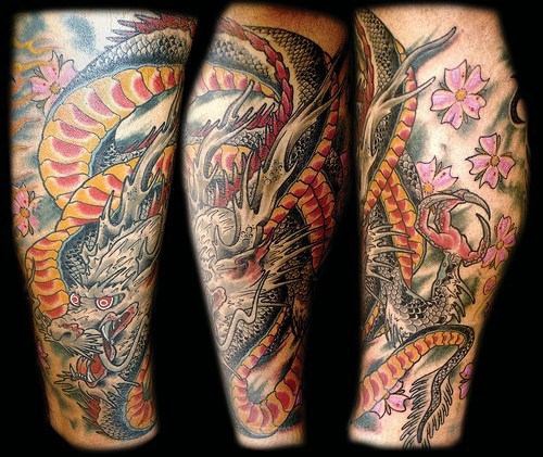 Drache Tattoo Bein